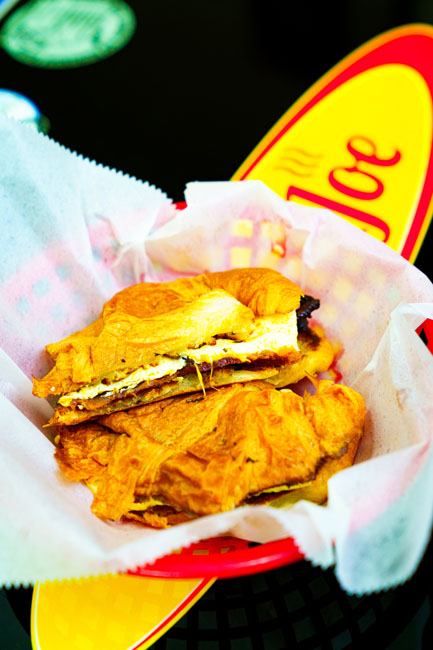 Croissant breakfast sandwich